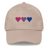 Embroidered Bisexual Hat: Pride Flag Horizontal Heart Design